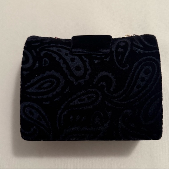 Vanessa Black Velvet Evening Bag Clutch Paisley Design - Picture 8 of 14